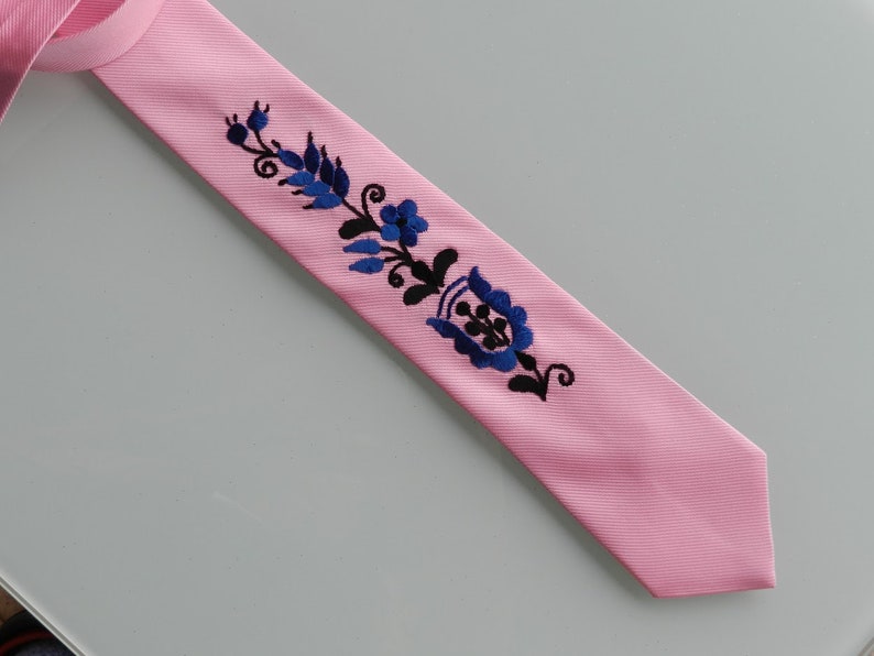 Hand embroidered Kalocsai motif Classic men tie Hungarian embroidered tie Hungarian folk