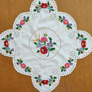 Kalocsa embroidery centerpieces, Decor accessories, Hand embroidered Tablecloth, Hungarian folk art