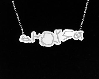 Personalized jewelry, custom made kid's drawing silver necklaces, children's writings, personalized gift, gift for her, mothers day gift