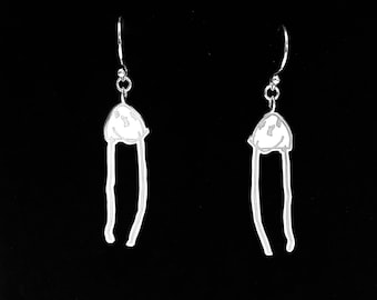 Personalized silver earrings from your child's drawings, custom made earings from your child's drawing, gift for her, birthday gift