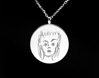 Custom made rhodium plated sterling silver kid's drawing necklaces, personalized gift, gift for her, mothersdaygift