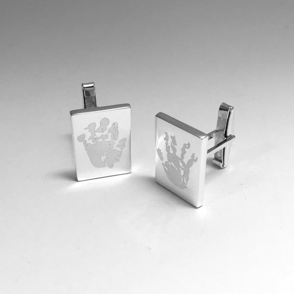 Personalized silver cufflinks from your child's drawings, gift for him