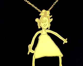 Personalized Necklaces From Your Children's Drawings, Custom made kids drawing jewelry & unique gifts from children's art, christmas gift