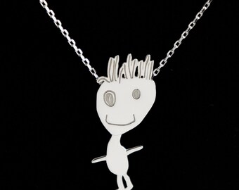 Personalized Silver Necklaces From Your Children's Drawings