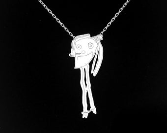 Personalized jewelry, custom made kid's drawing silver necklaces, children's writings, personalized gift, gift for her, christmas gift