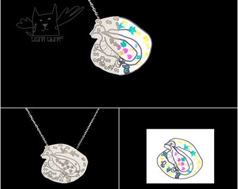 Personalized jewelry, custom made one of a kind sterling silver necklaces from your children's drawings, perfect gift, personalized necklace