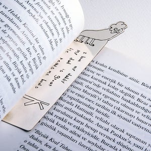 Custom made sterling silver bookmark from your children&#39;s drawings, Personalized Bookmark, one-of-a-kind gift for book lovers