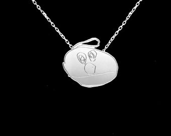 Personalized jewelry, custom made kid's drawing silver necklaces, children's drawings, kids, personalized gift, gift for her, christmas gift