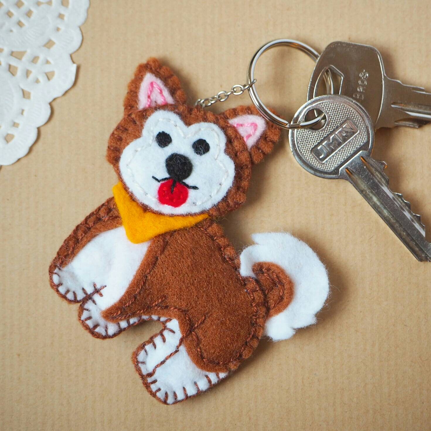 Personalized dog felt plush keychain Akita 100 wool felt Etsy