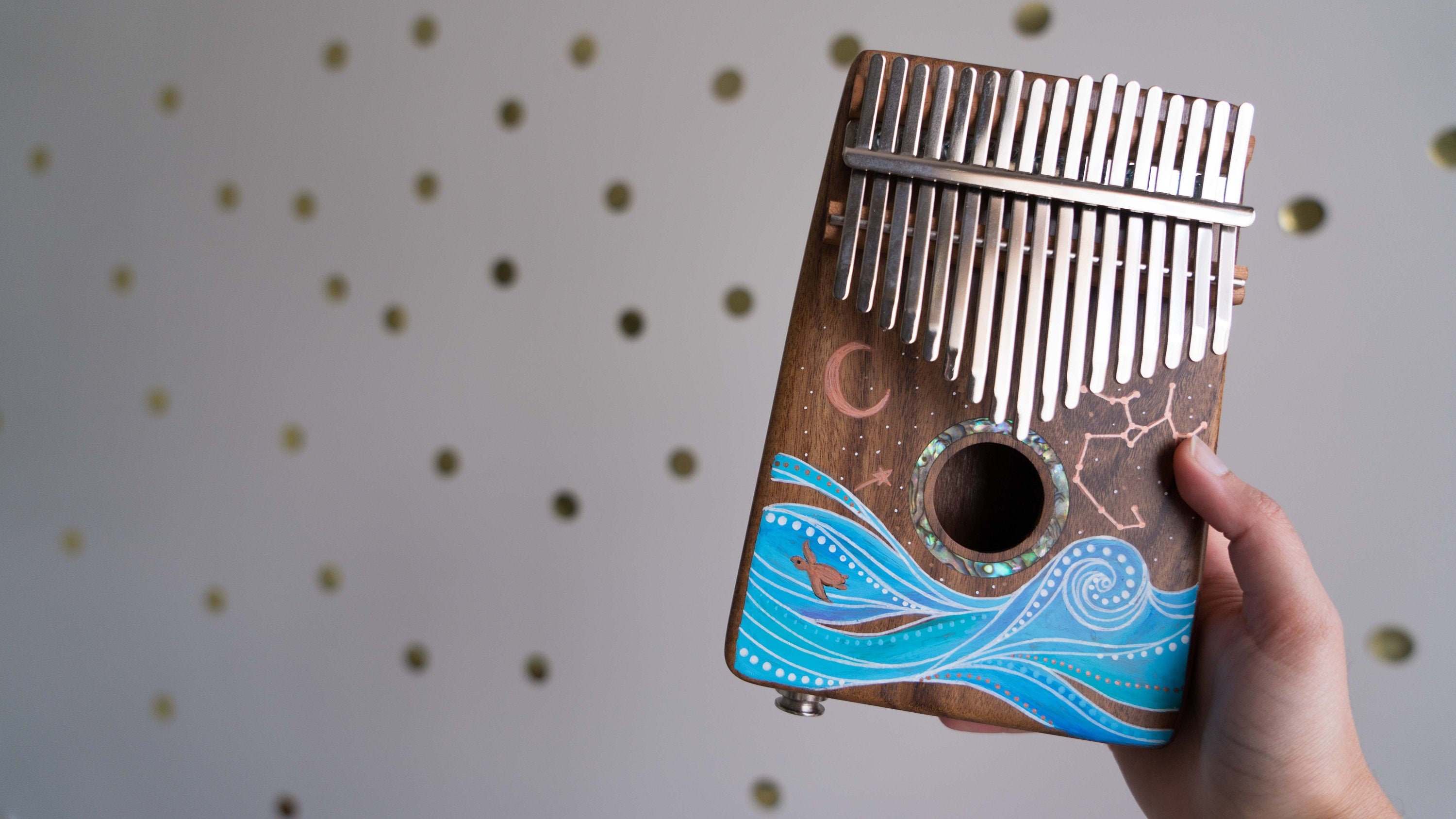 In the Night Garden Kalimba Zodiac Star Sign Turtle Hand Painted