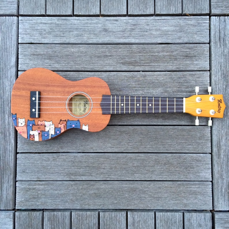 Crazy Cat Lady Ukulele Hand Painted ukuleles personalised by Coral Flamingo image 3