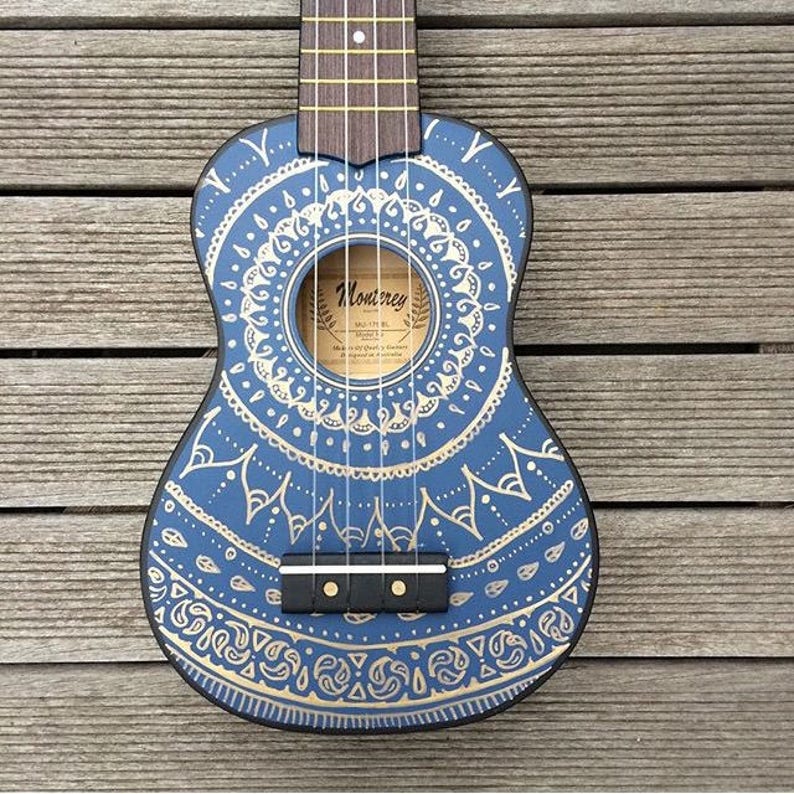 Mandalele FRONT Hand Painted ukuleles personalised by Coral Flamingo image 5