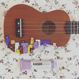 Crazy Cat Lady Ukulele Hand Painted ukuleles personalised by Coral Flamingo image 4