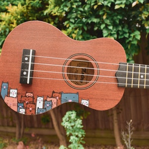 Crazy Cat Lady Ukulele Hand Painted ukuleles personalised by Coral Flamingo image 2