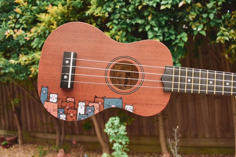 Crazy Cat Lady Ukulele Hand Painted ukuleles personalised by Coral Flamingo image 2