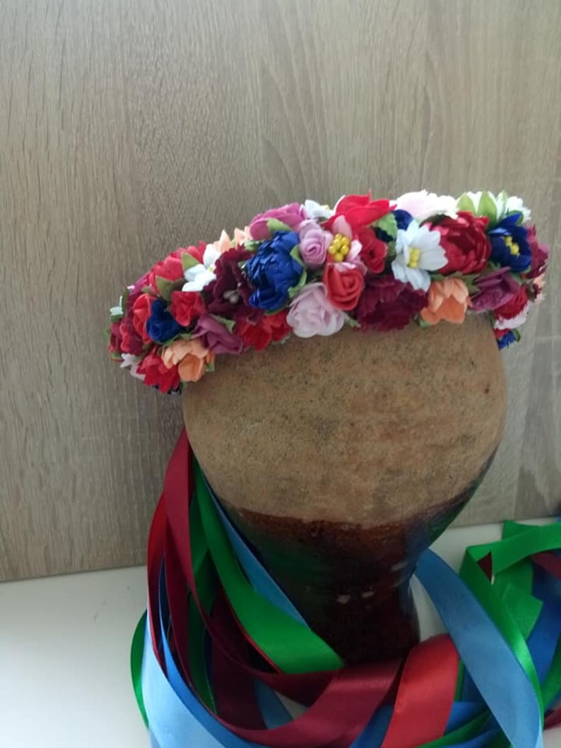 Ukrainian red flower crown Ukraine national hair wreath Bride Ukrainian crown Ukraine bride Ethnic wreath Poppy flower crown Red flowers