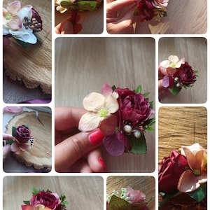 Boutonniere, Burgundy   buttonhole, Grooms wedding Men&#39;s boutonniere,Groomsmen buttonhole, Flower buttonhole, Boho men boutonniere