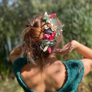 Burgundy Blush Flower Crown Blush flower crown Burgundy flower crown Burgundy headpiece Wine flower crown Boho Wedding Flower head band