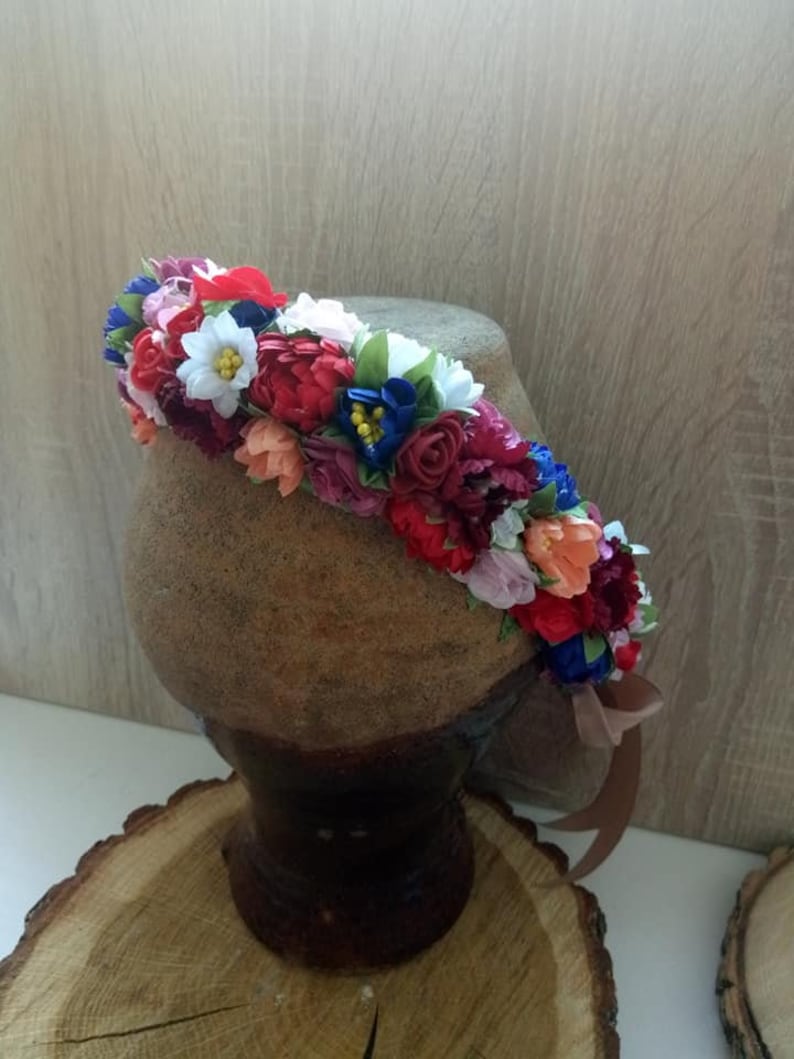 Ukrainian red flower crown Ukraine national hair wreath Bride Ukrainian crown Ukraine bride Ethnic wreath Poppy flower crown Red flowers