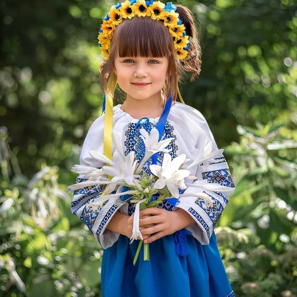 Ukrainian wreath Ukrainian crown Wreath with sunflowers Headband with wild flowers Yellow-blue wreath