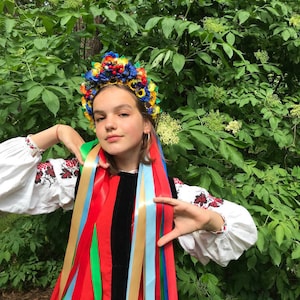 Sunflower Ukrainian flower crown, Ukrainian headband, Ukrainian flower wreath, Crown with sunflowers poppies cornflowers ,Traditional Vinok,