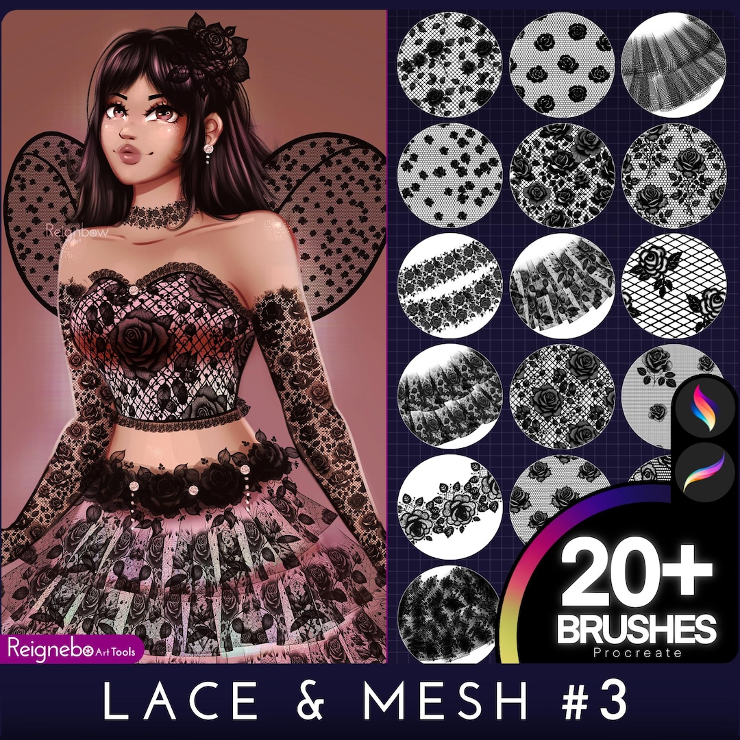 Procreate Lace Brushes - Premium Seamless Lace Texture Bundle - Floral ...