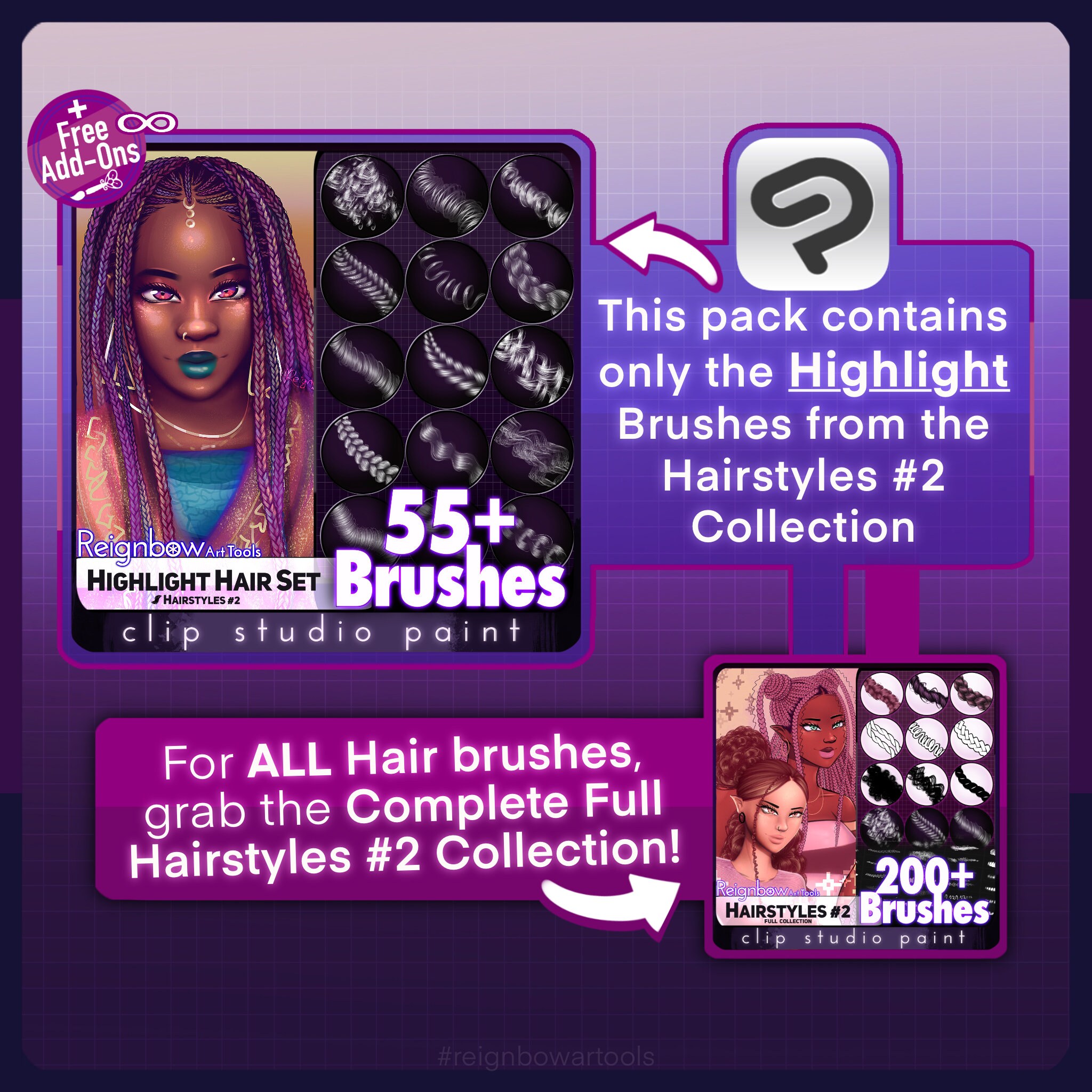 Clip Studio Paint Brushes Premium Hair Style Highlight Etsy