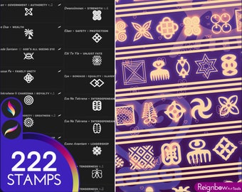 222 Procreate Stamp Brushes Adinkra Symbols Stamps, African Symbols | Vector Graphic Design, Logo Design, Procreate Dreams Brushes Animation