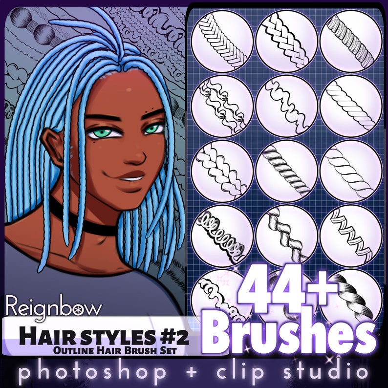 Hair Brushes / Clip Studio Paint Outline Hairstyle Etsy