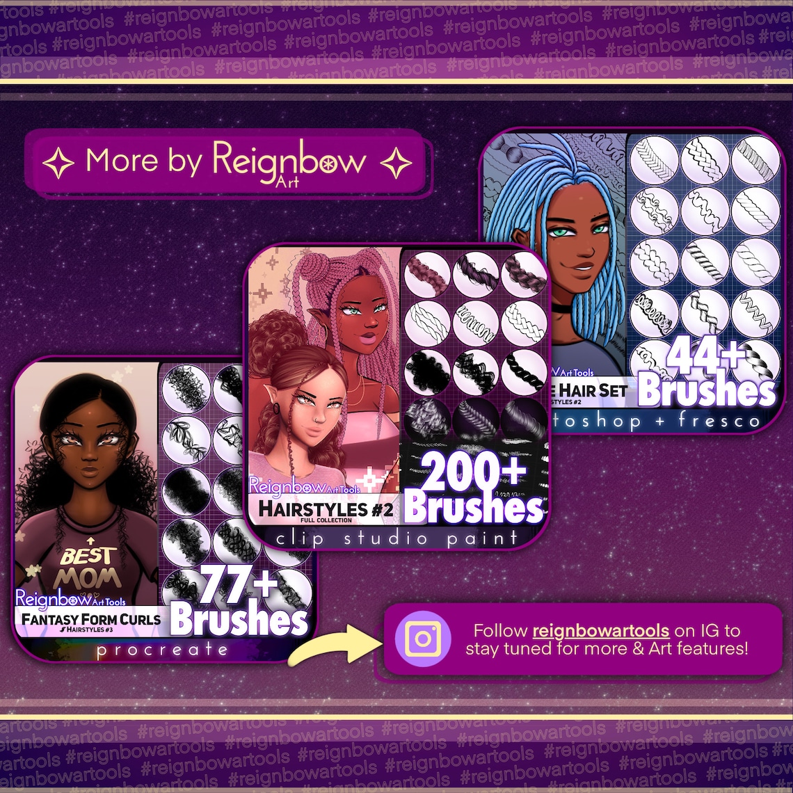 Single Packet Hair Brush, Procreate Hair Brush, Hair Brushes