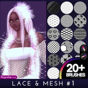 Procreate Lace Brushes - Premium Seamless Lace Texture Bundle - Basic Lace, Fishnets, Mesh, Tulle Drawing for Paintings, Comic, Anime, Manga