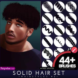 Infinite Painter Hair Brushes - Premium Hair Styles Solid Bundle - Braid, Curls, Twist, Loc Drawing for Paintings, Comic, Anime, Portraits