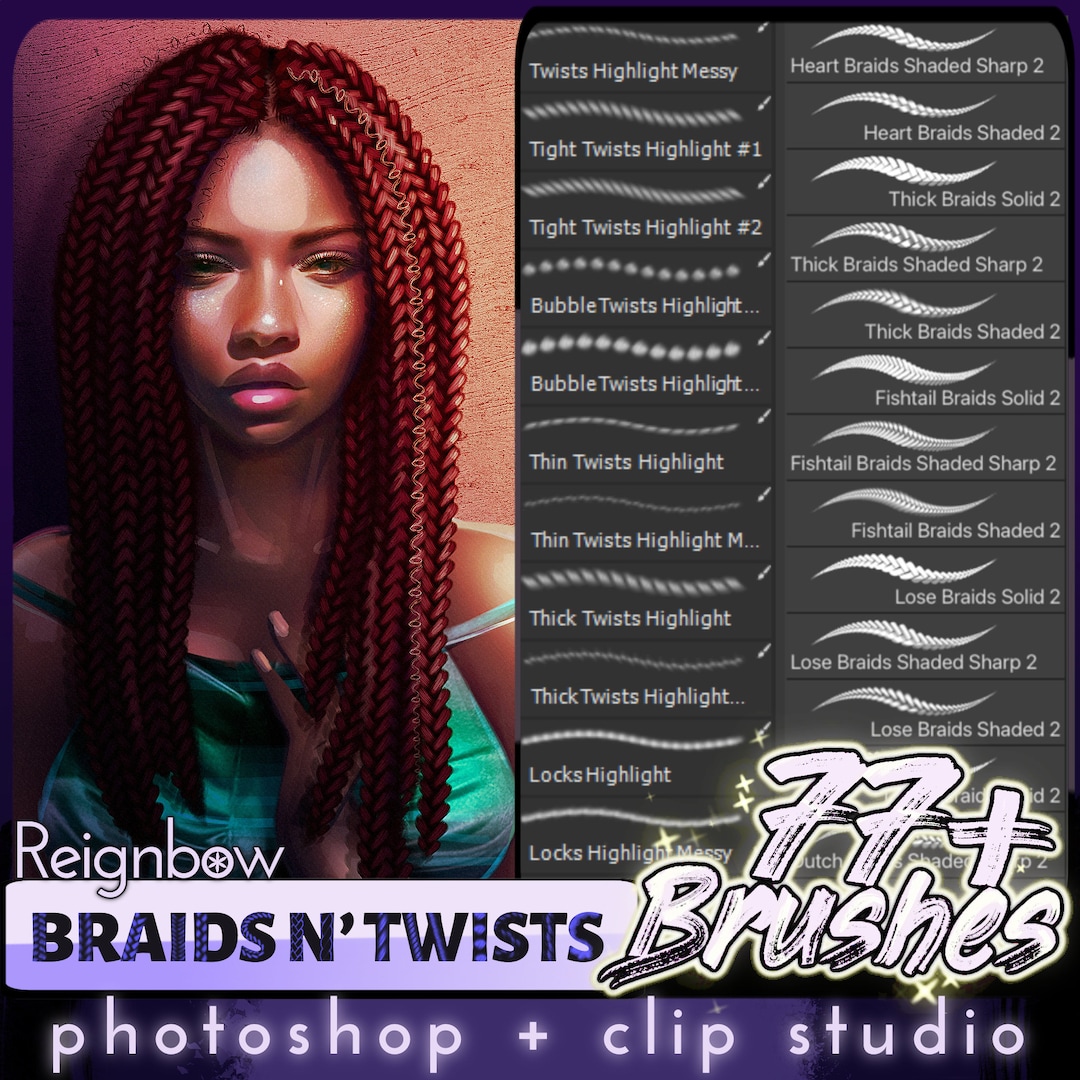 Hair Brushes / Clip Studio Paint Braids and Twists Etsy