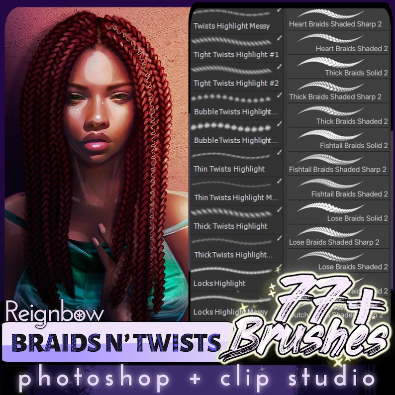 Hair Brushes / Clip Studio Paint Braids and Twists Etsy