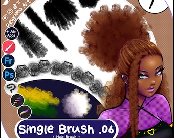 Confezione singola: Pennello per capelli, Pennello per capelli per Procreate, Pennelli per capelli per Photoshop, Pennelli per capelli per Clip Studio Paint, Dreadlocks, Riccioli, Pennello per capelli ricci
