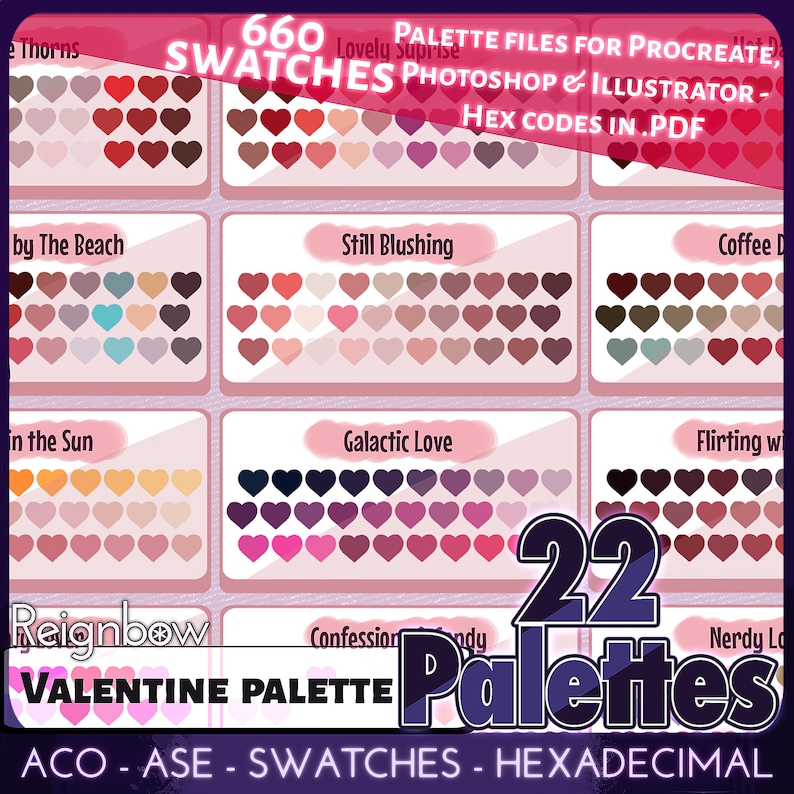 Valentine Color Palette Bundle Procreate Adobe Etsy