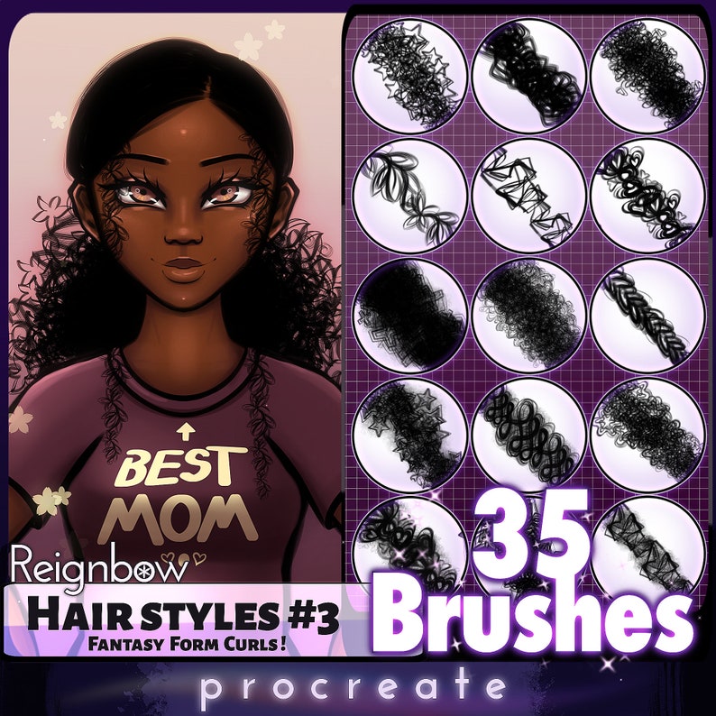 Procreate Hair Brushes Premium Hair Styles Solid Bundle Etsy
