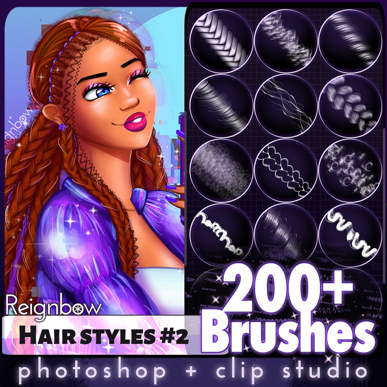 200 Hair Brushes & Clip Studio Paint Hair Brushes Etsy