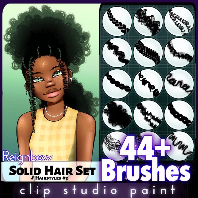 Clip Studio Paint Hair Brushes Premium Hair Styles Bundle Etsy