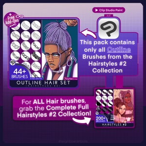 Clip Studio Paint Hair Brushes - Outline Hair Style Bundle - Braids ...