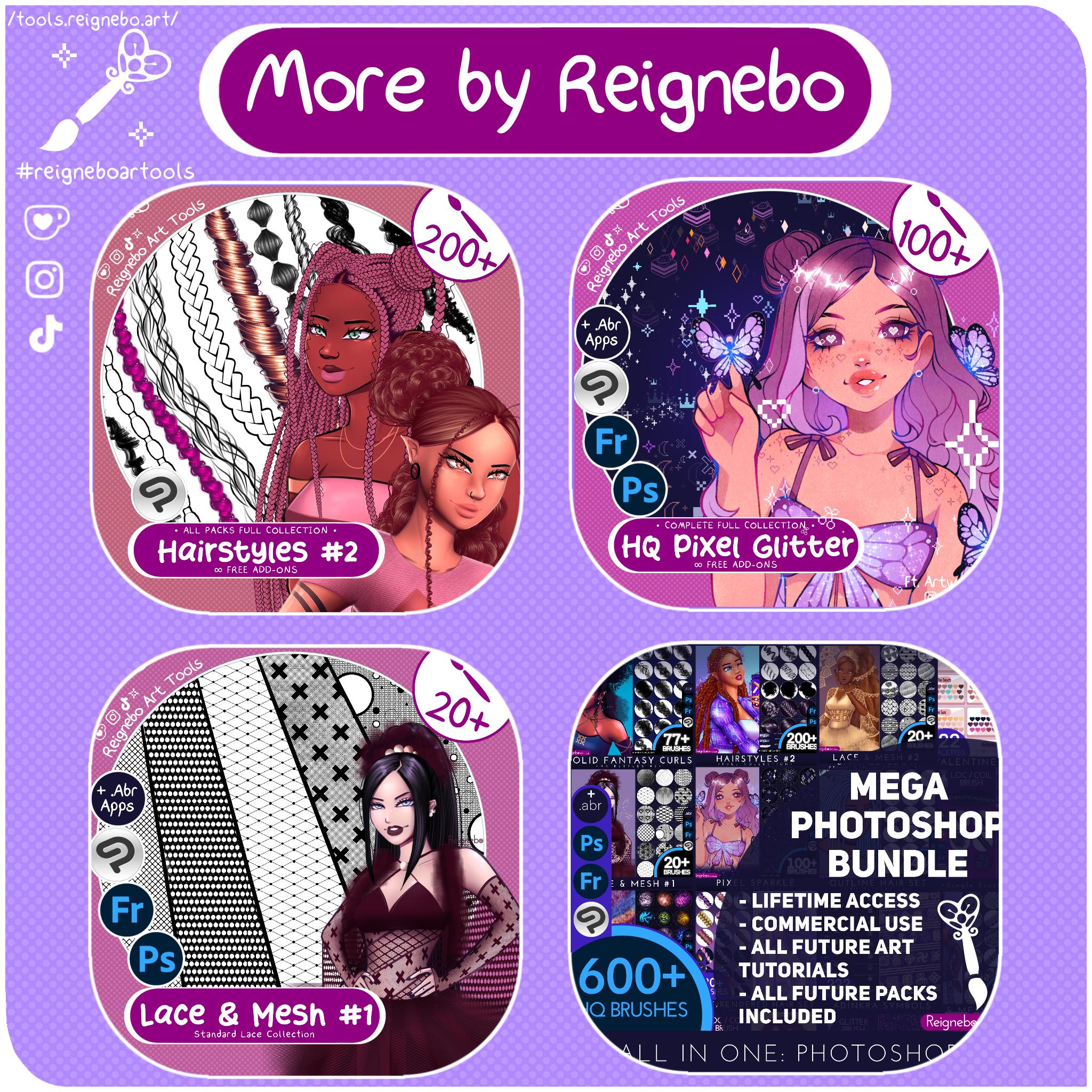Clip Studio Paint Hair Brushes - Premium Hairstyles Bundle - Braids ...