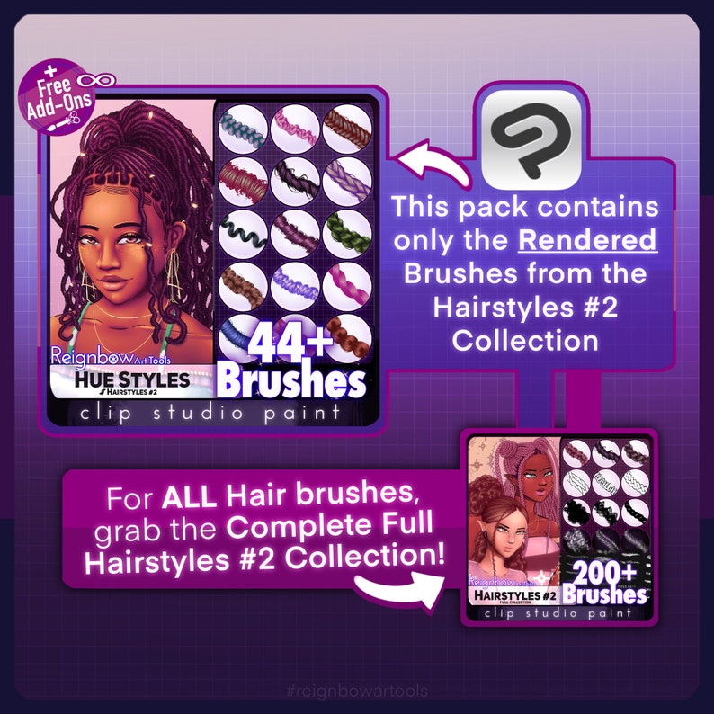 Clip Studio Paint Hair Brushes Premium Hairstyles Bundle Etsy