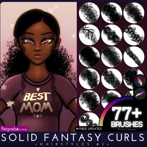 Procreate Haarbürsten - Premium Hair Styles Solid Bundle - Locken, Spulen, Locken, Zeichnen für digitale Malerei, Comic, Anime, Manga, Cartoon