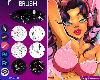 Single Packet: Sparkle Brush, Procreate Glitter brush, Photoshop Star brushes, Clip Studio Paint magical brushes, cute glitter, anime bokeh