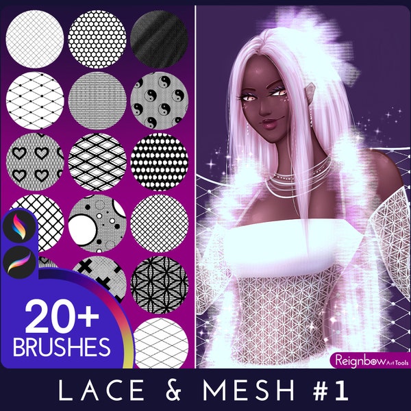 Procreate Lace Brushes - Premium Seamless Lace Texture Bundle - Basic Lace, Fishnets, Mesh, Tulle Drawing for Paintings, Comic, Anime, Manga