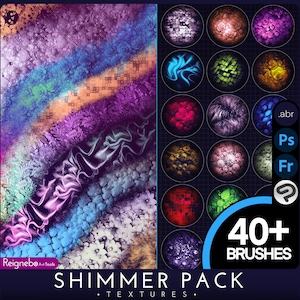 Photoshop Texture Brushes - Premium Textures Bundle - Adobe Photoshop shimmer brush, Fresco Sparkling Brushes Photoshop Foil Glitter Brushes