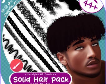 Pinceles para cabello Infinite Painter - Paquete sólido de estilos de cabello premium - Trenzas, rizos, giros, rastas para dibujar en pinturas, cómics, anime y retratos.
