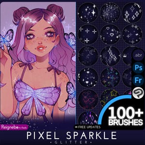 100 Photoshop Glitter Brushes, Bokeh Brushes for Clip Studio, Bokeh Overlay High Quality 5k Pixel Art Glitter Brushes, Glitter Stamp Brushes
