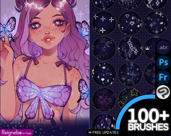 100 Photoshop Glitter Brushes, Bokeh Brushes for Clip Studio, Bokeh Overlay High Quality 5k Pixel Art Glitter Brushes, Glitter Stamp Brushes