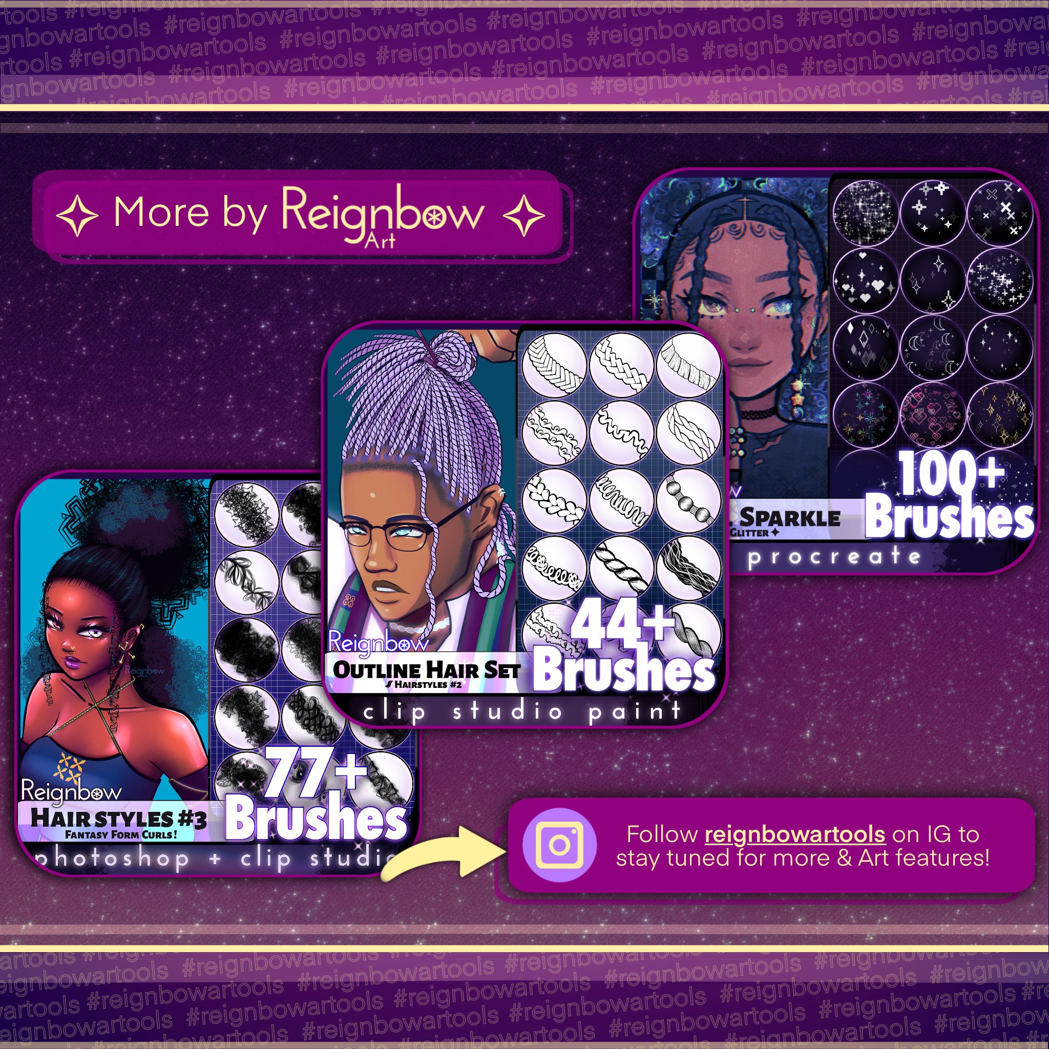 Photoshop Hair Brushes / Clip Studio Paint Outline Hairstyle Bundle ...